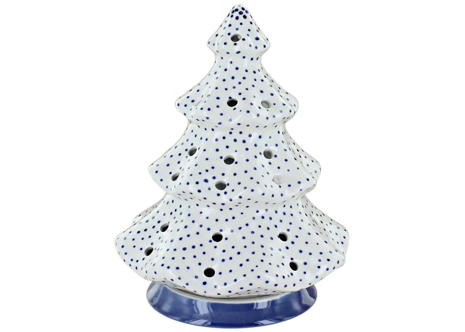 Blue Rose Polish Pottery Festive Fir Tree Luminary