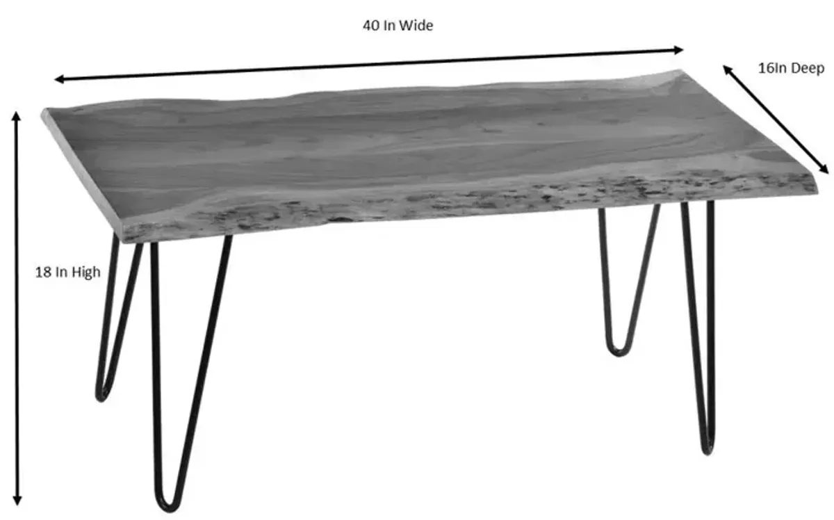 Carolina Living Seti Live Edge Coffee Table/Bench - Elm Top - Gold Base