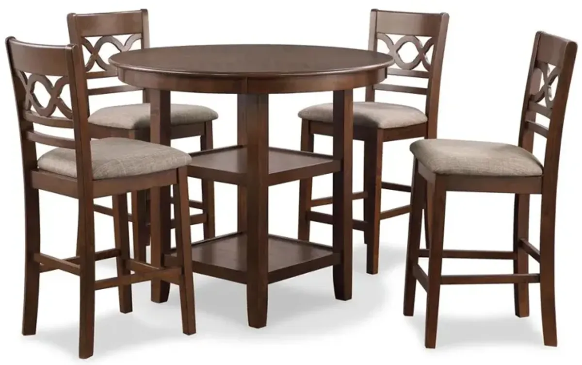 New Classic Furniture Furniture Cori 5-Piece Solid Wood Counter Set in Brown