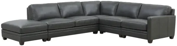 Naples Top Grain Leather 4 Piece L-Shape Sectional with Left End Ottoman
