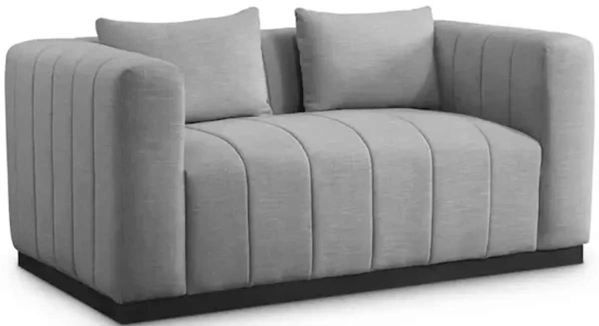 Meridian Furniture Lucia Grey Linen Textured Fabric Loveseat