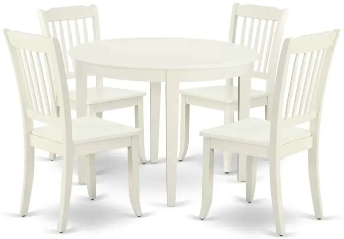 Dining Room Set Linen White, BODA5-LWH-W