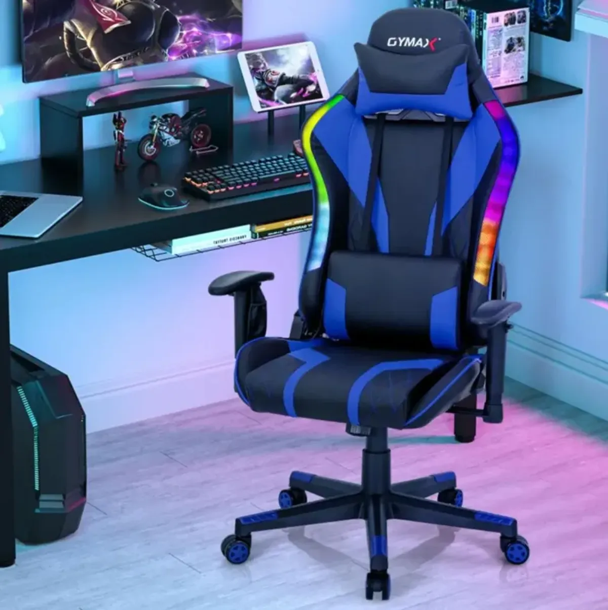 Hivvago Gaming Chair Adjustable Swivel Computer Chair with Dynamic LED Lights