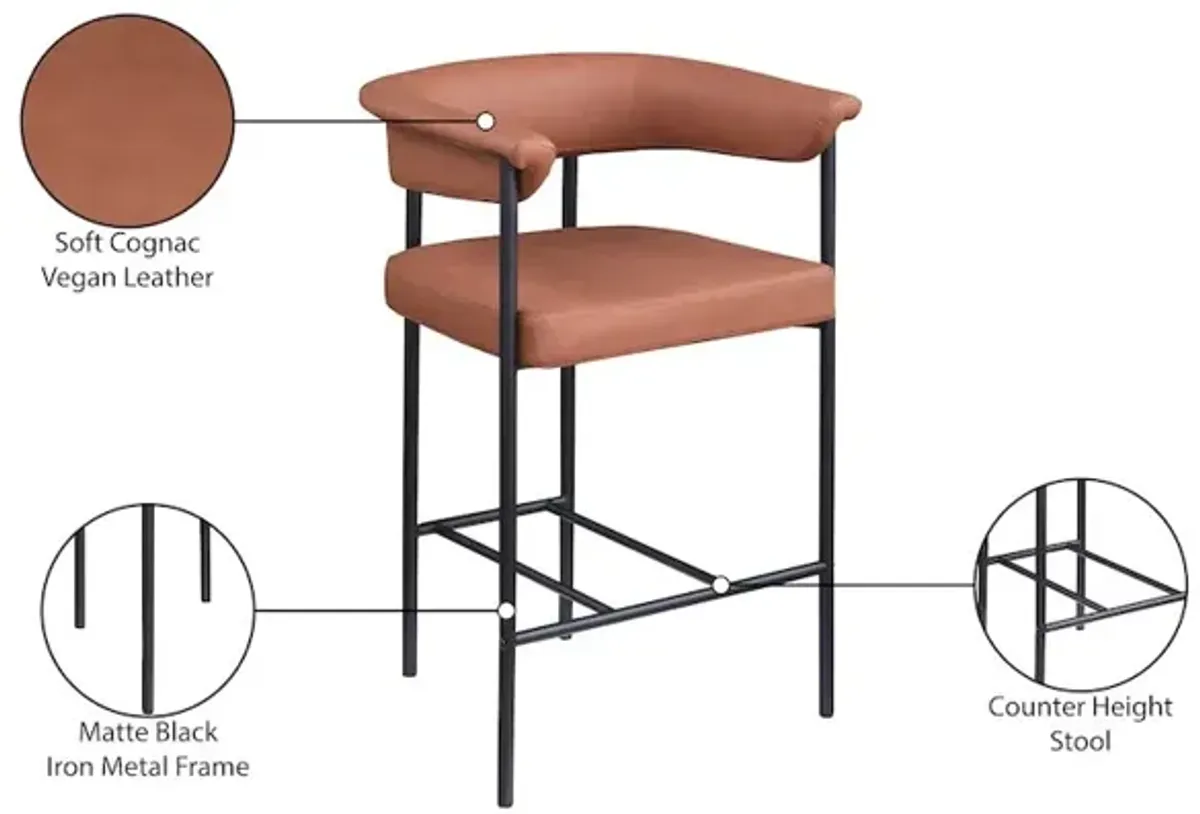 Meridian Furniture Malin Linen Textured Fabric Counter Stool, Set of 2