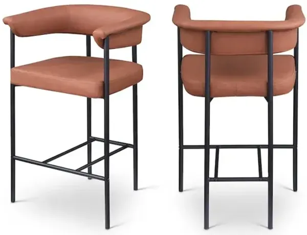 Meridian Furniture Malin Linen Textured Fabric Counter Stool, Set of 2