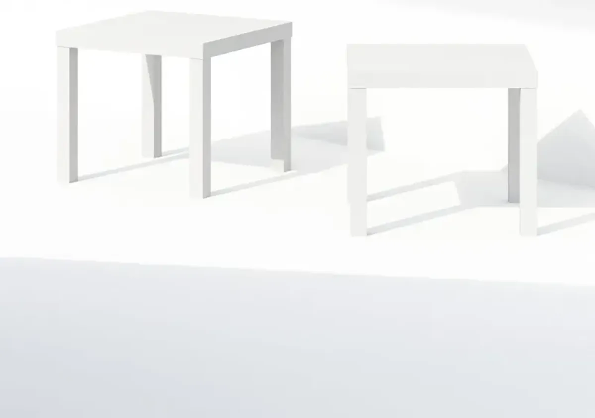 Simple Square Coffee Table, Side Table, Set of 2, White