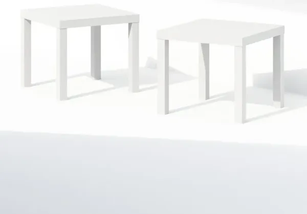 Simple Square Coffee Table, Side Table, Set of 2, White