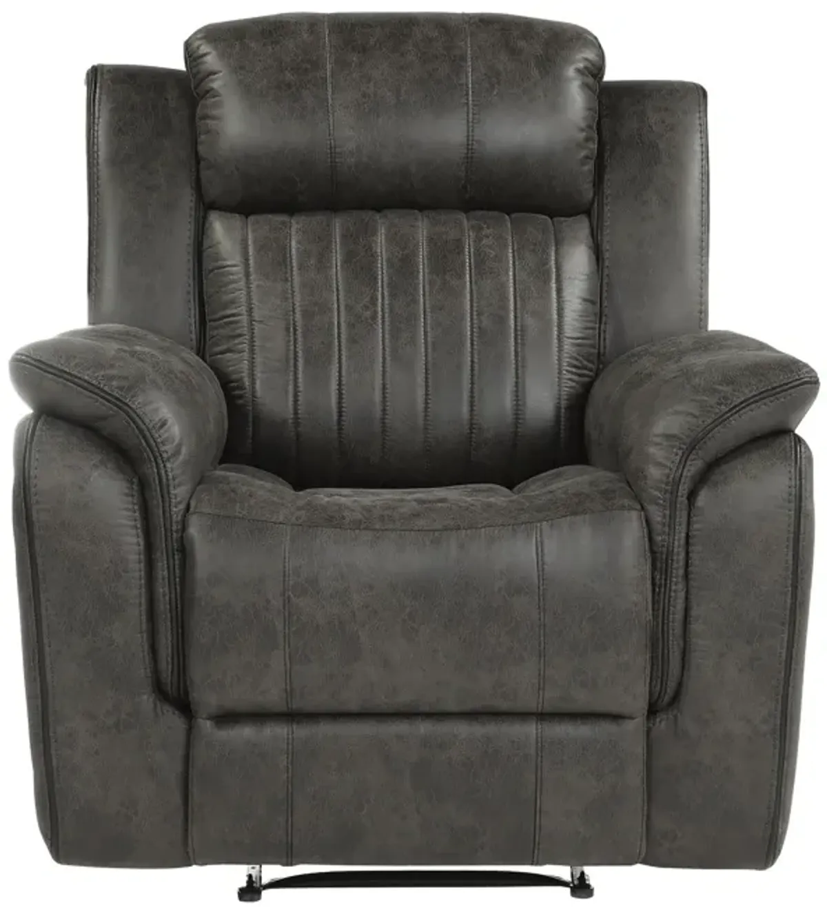 Bento 38 Inch Manual Recliner Chair, Tab Pull, Brownish Gray Microfiber - Benzara