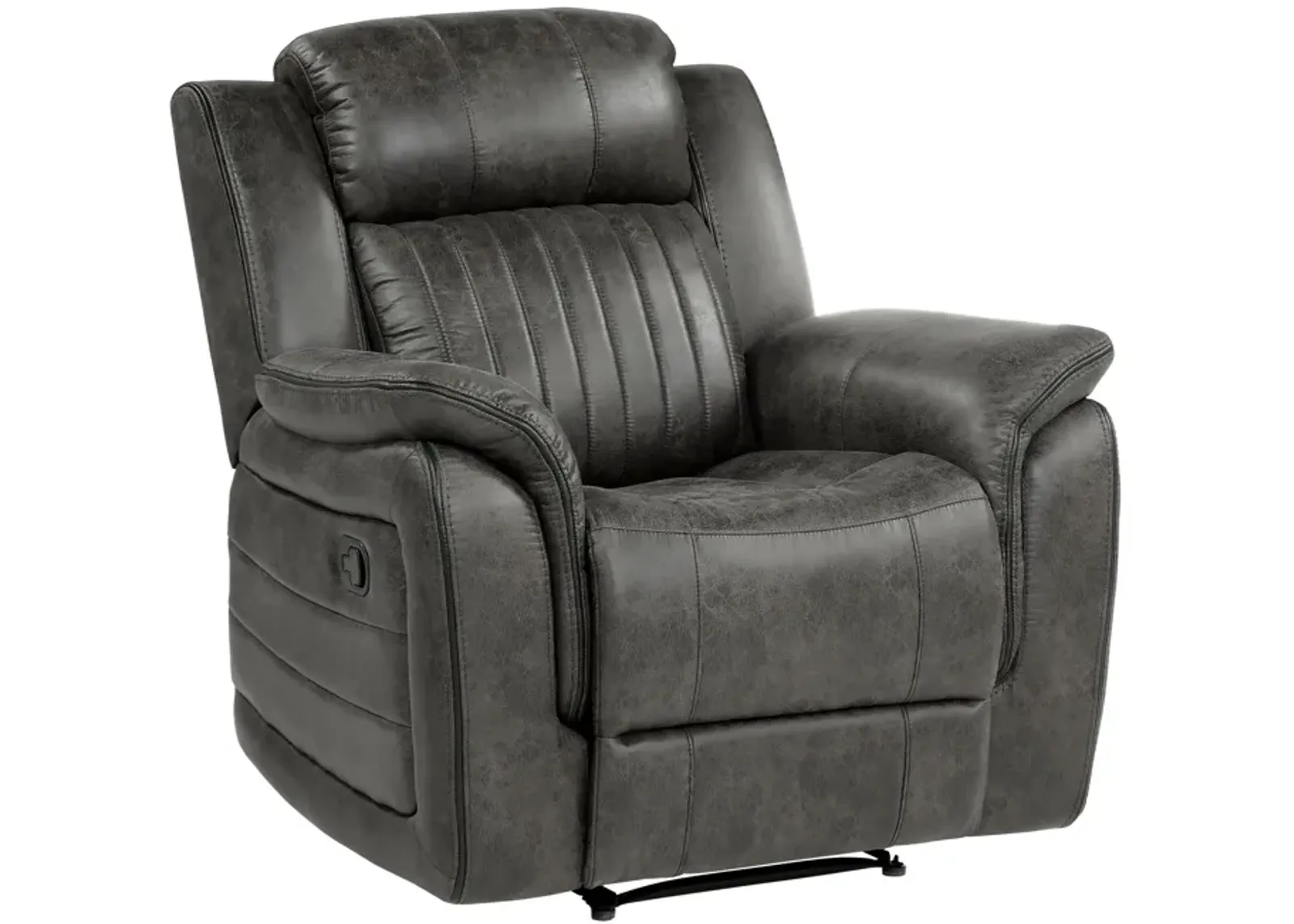 Bento 38 Inch Manual Recliner Chair, Tab Pull, Brownish Gray Microfiber - Benzara