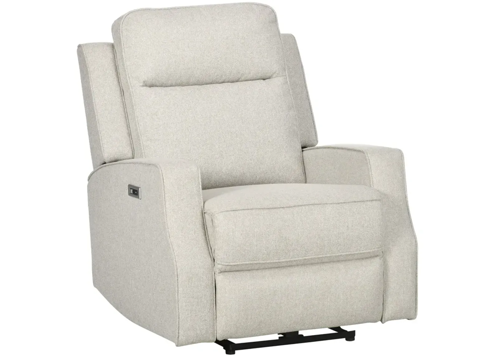 Cream White Lounger: Electric Power Recliner with USB Charging Station