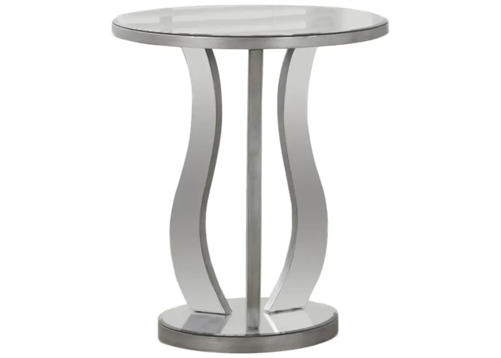 Monarch Specialties I 3726 Accent Table, Side, End, Nightstand, Lamp, Living Room, Bedroom, Mirror, Grey, Clear, Transitional