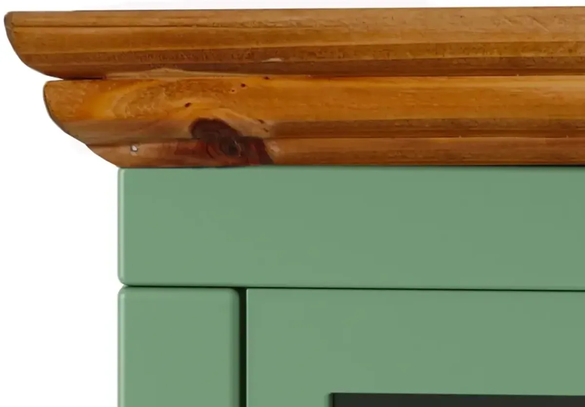 Green Solid Wood Nightstand Set, 2 Pieces