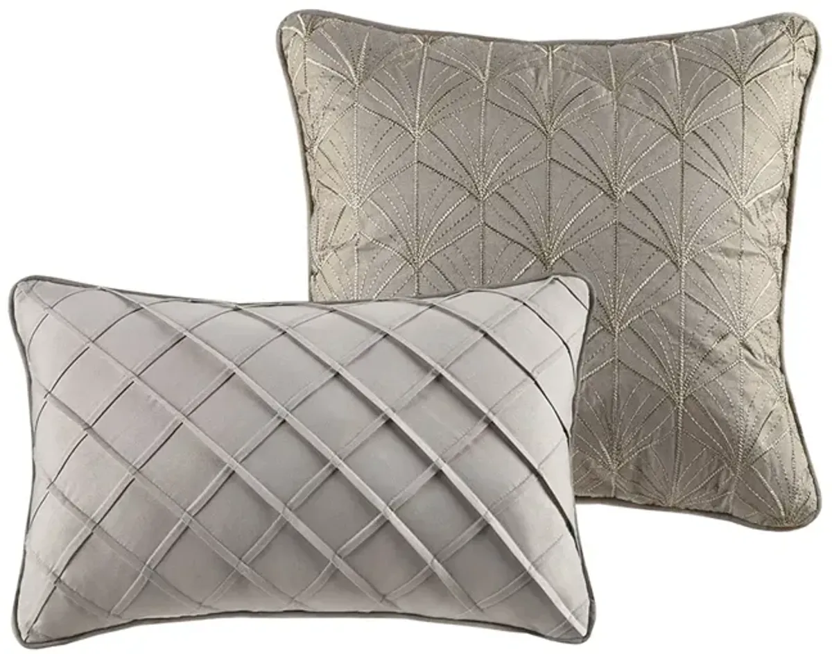 Gracie Mills Elroy 12-Piece Metallic Jacquard Comforter Set with Bed Sheets