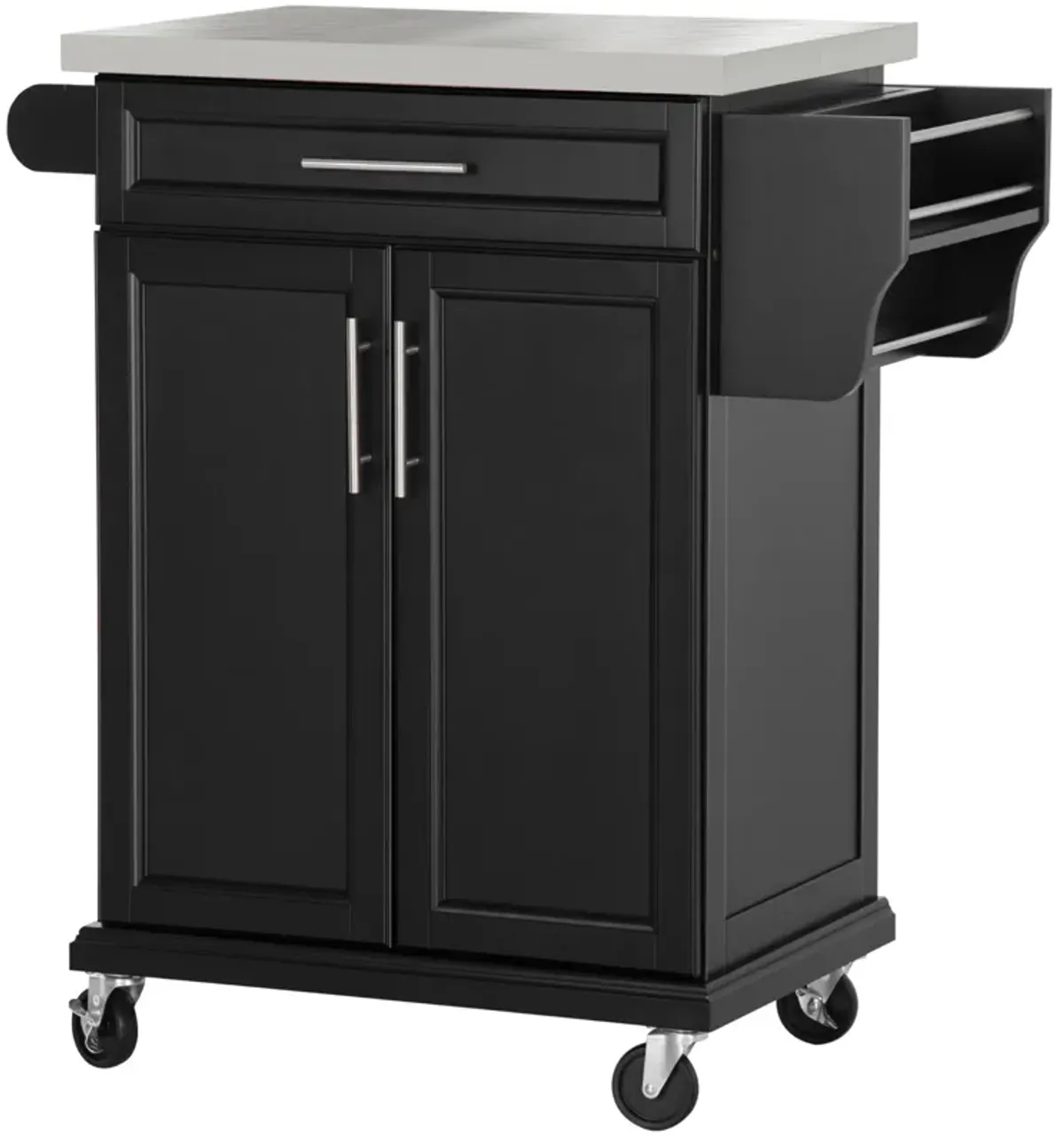 Wood Kitchen Island Cart Storage Box Cabinet  Drawer Trolley w/ Stainless Steel