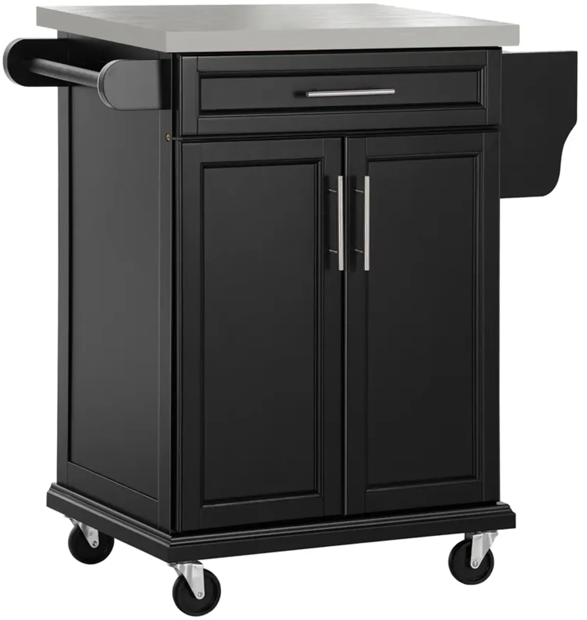 Wood Kitchen Island Cart Storage Box Cabinet  Drawer Trolley w/ Stainless Steel