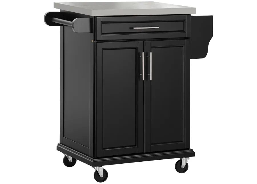 Wood Kitchen Island Cart Storage Box Cabinet  Drawer Trolley w/ Stainless Steel