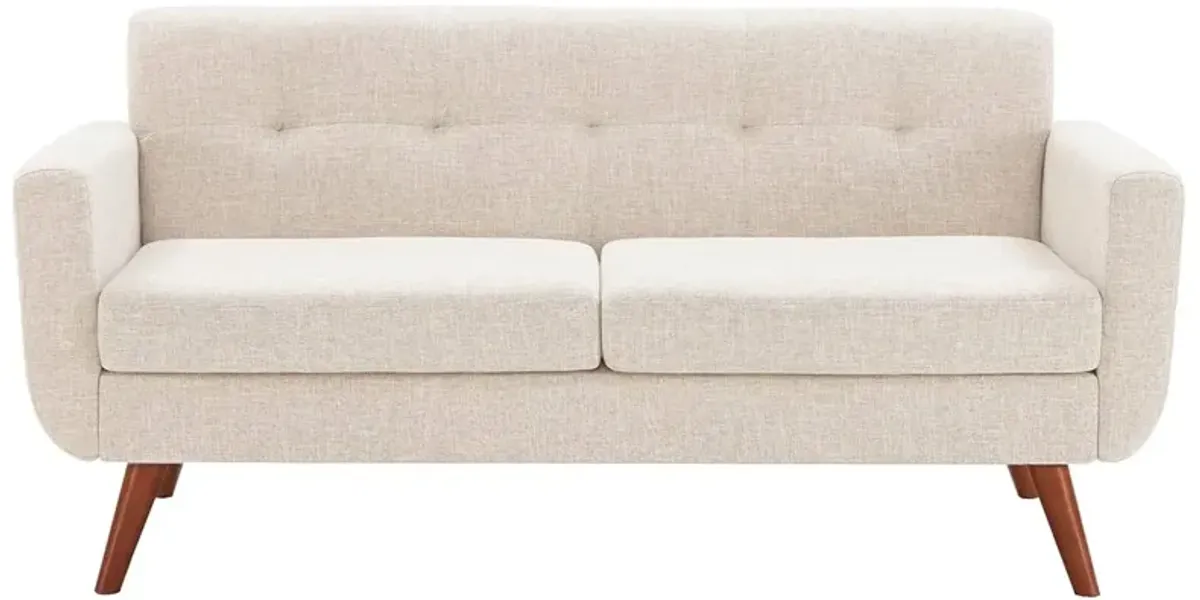 Hivvago Modern Mid Century Beige Cotton Polyester Upholstered Sofa Loveseat