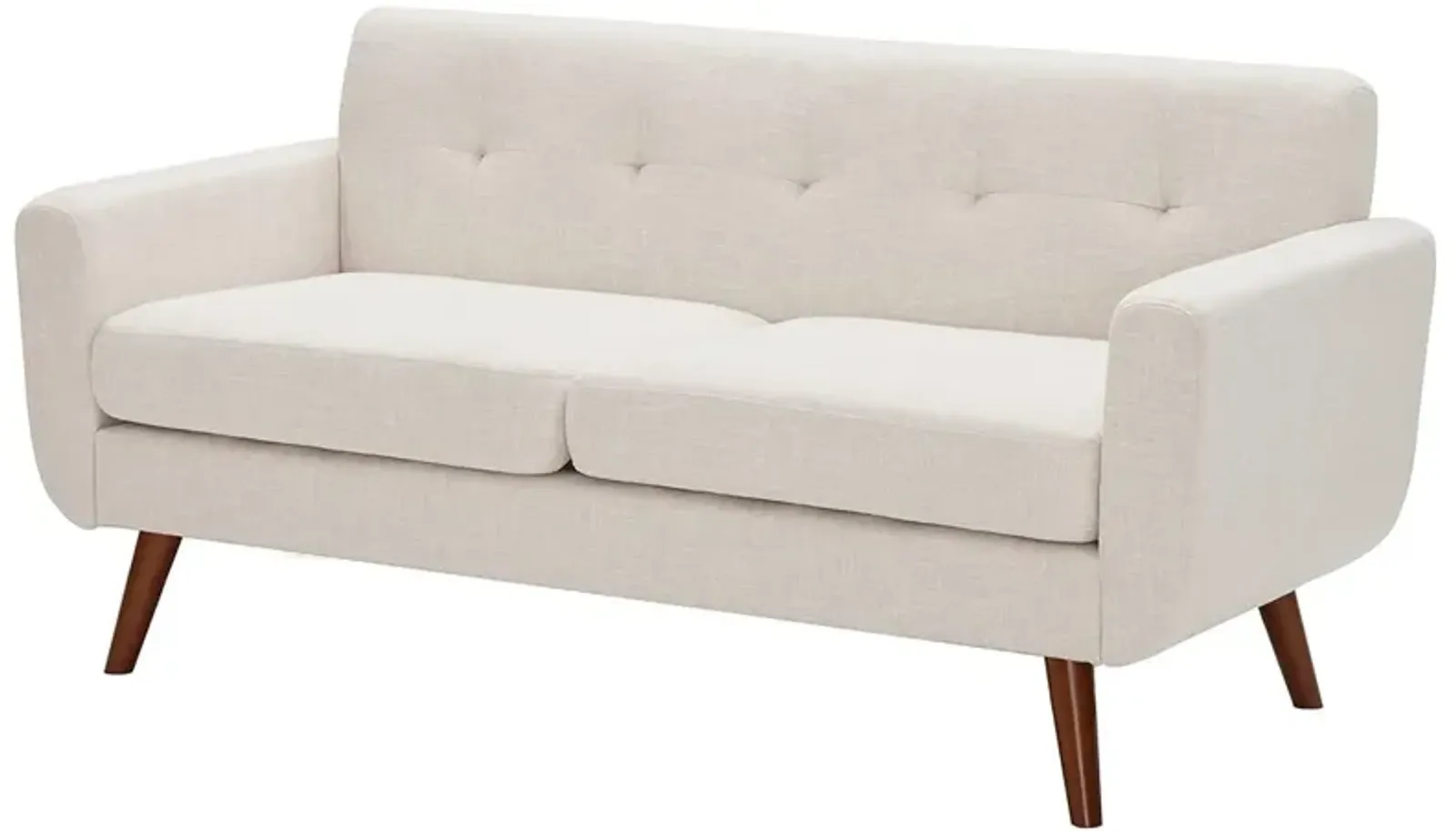 Hivvago Modern Mid Century Beige Cotton Polyester Upholstered Sofa Loveseat