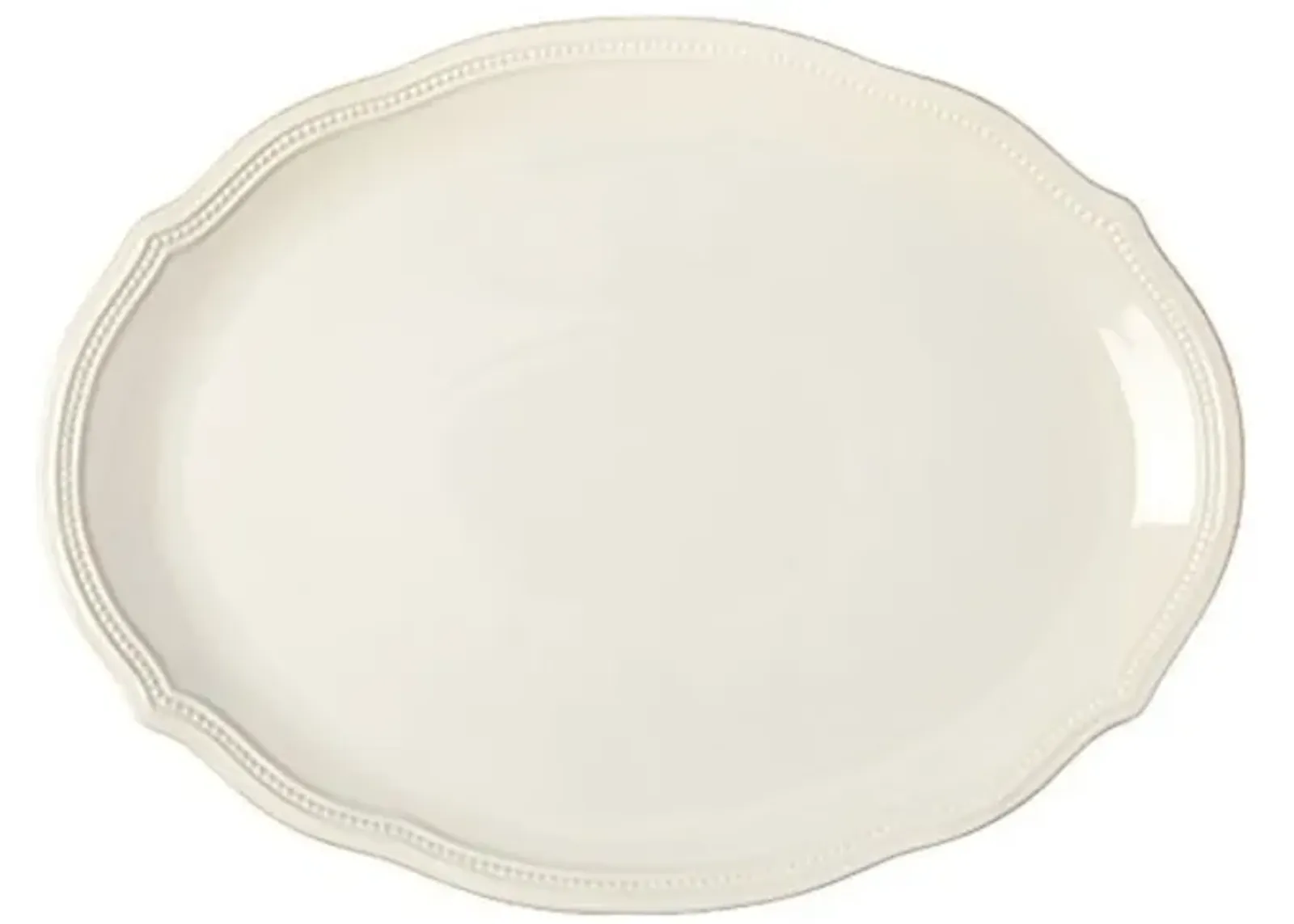 Lenox White French Perle Bead 16" Oval Serving Platter