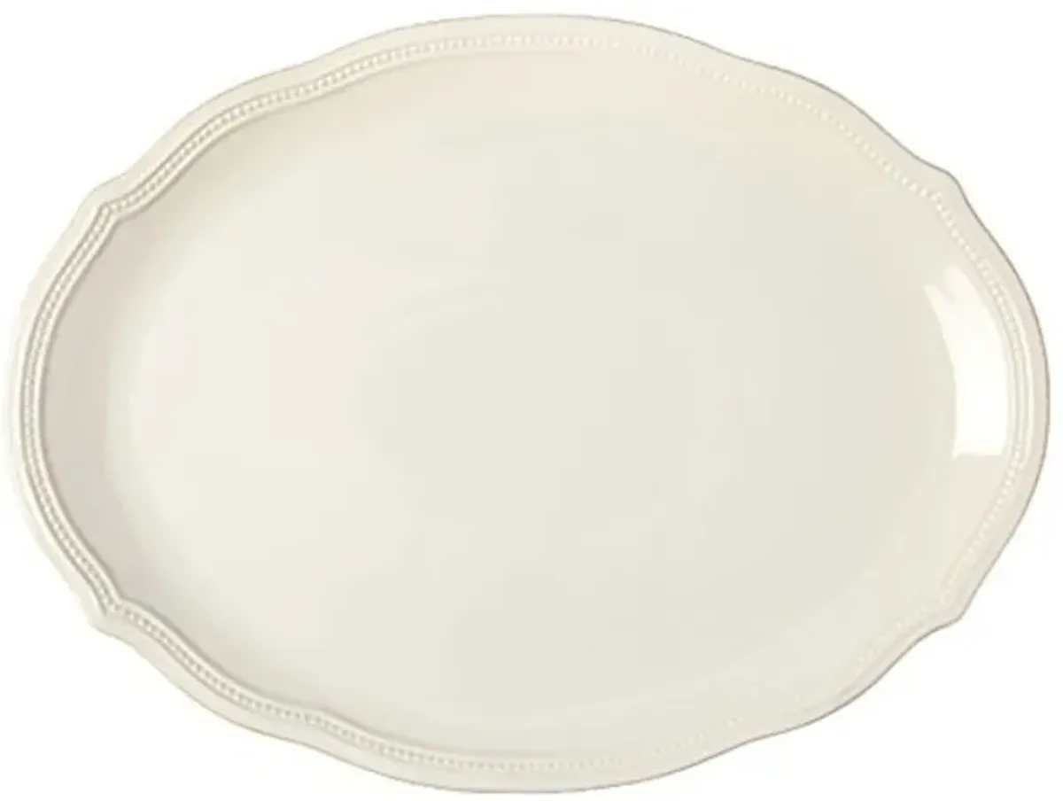 Lenox White French Perle Bead 16" Oval Serving Platter