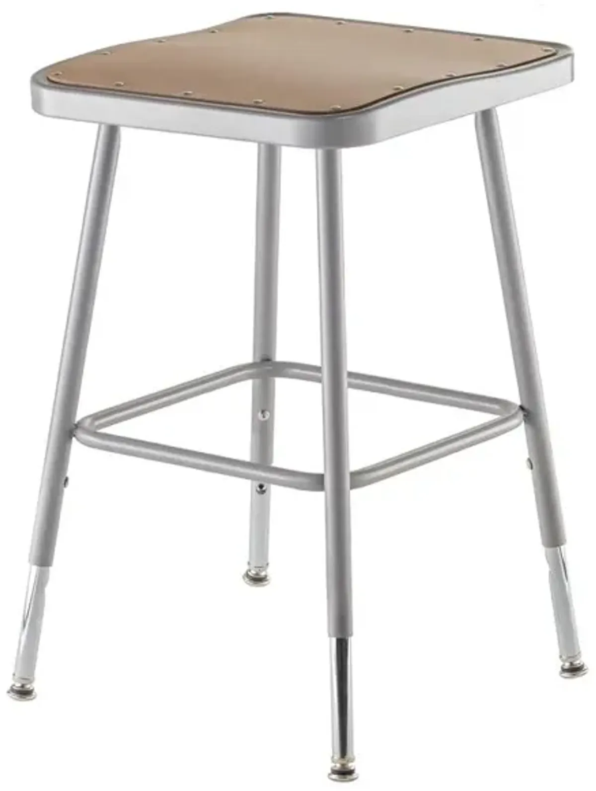 NPS® 19"-27" Height Adjustable Heavy Duty Square Seat Steel Stool, Grey