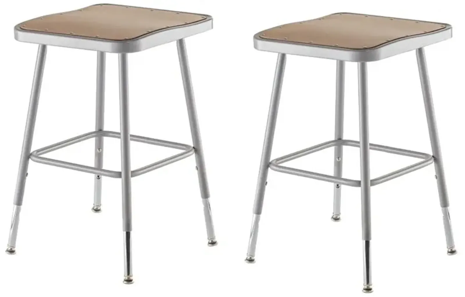 NPS® 19"-27" Height Adjustable Heavy Duty Square Seat Steel Stool, Grey