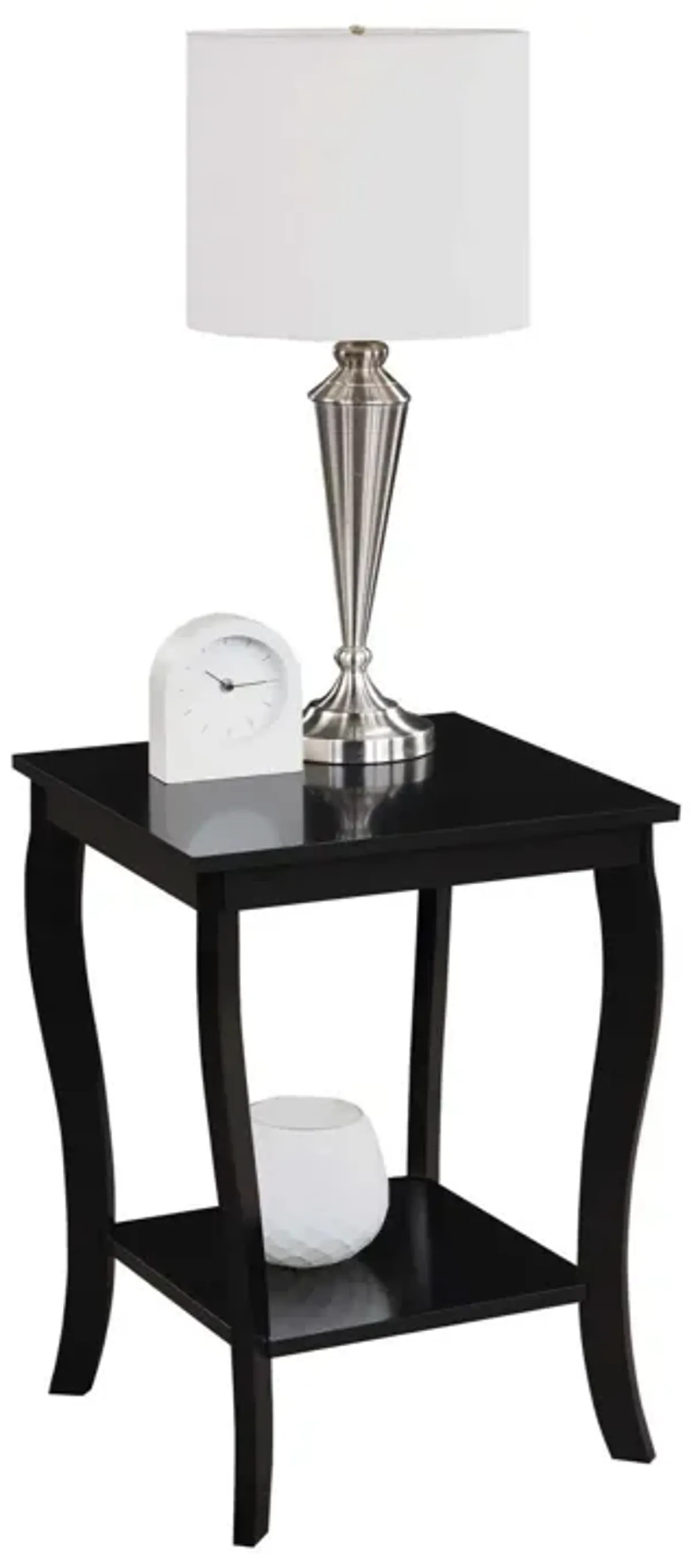 Convenience Concepts American Heritage Square End Table with Shelf, Black