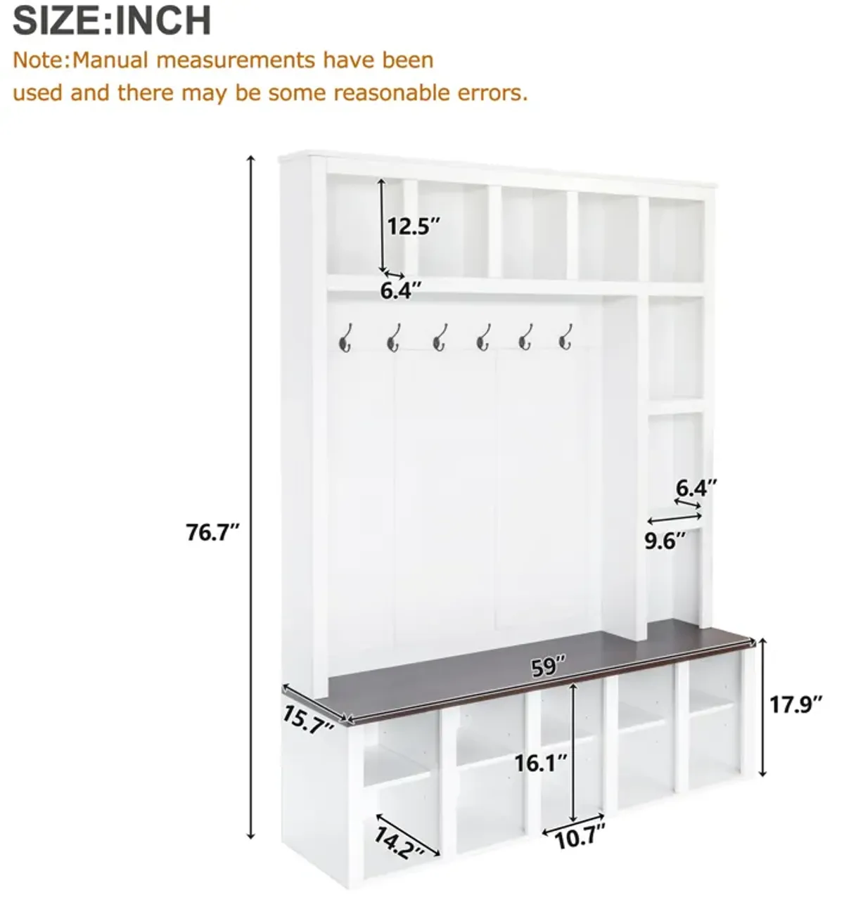 Merax Farmhouse Hall Tree with Storage Bench
