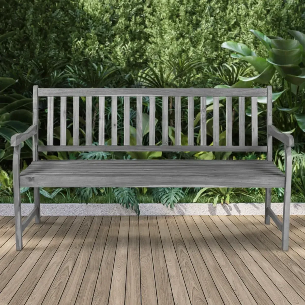 Laurel Slat Back Acacia Wood Outdoor Garden Patio Bench