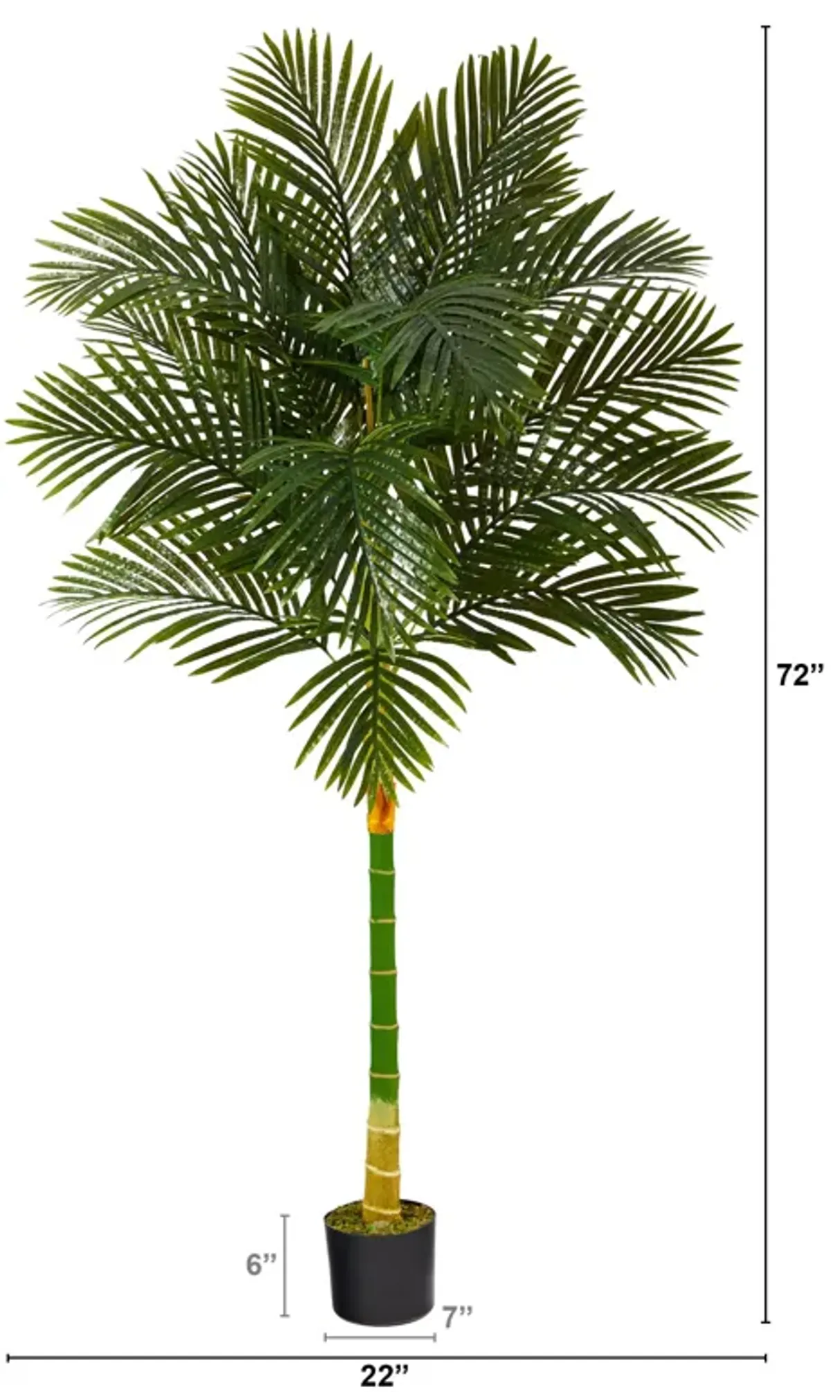 HomPlanti 6 Feet Single Stalk Golden Cane Artificial Palm Tree