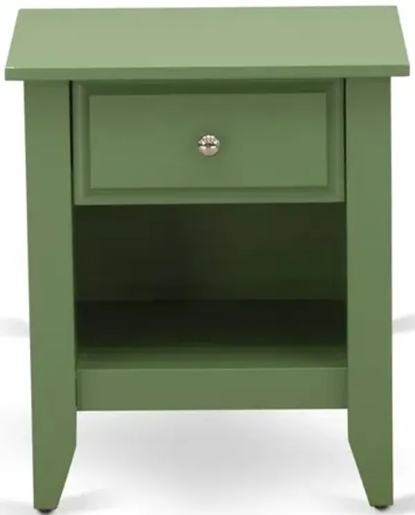 East West Furniture GA-12-ET Mid Century Night stand for Bedroom with 1 Wooden Drawer, Stable and Sturdy Constructed - Clover Green Finish
