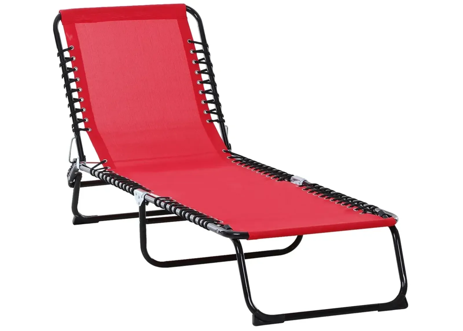 Wine Red Lounger: Folding 4-Position Chaise with Breathable Mesh