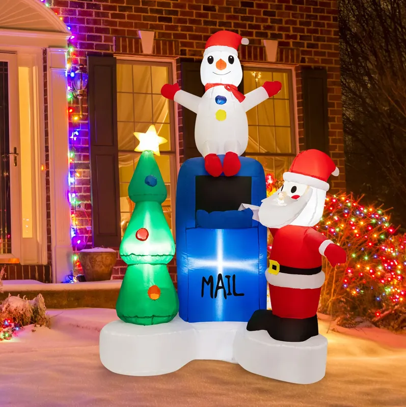 6 Feet Lighted Christmas Inflatable Mailbox Santa Claus Snowman Christmas Tree