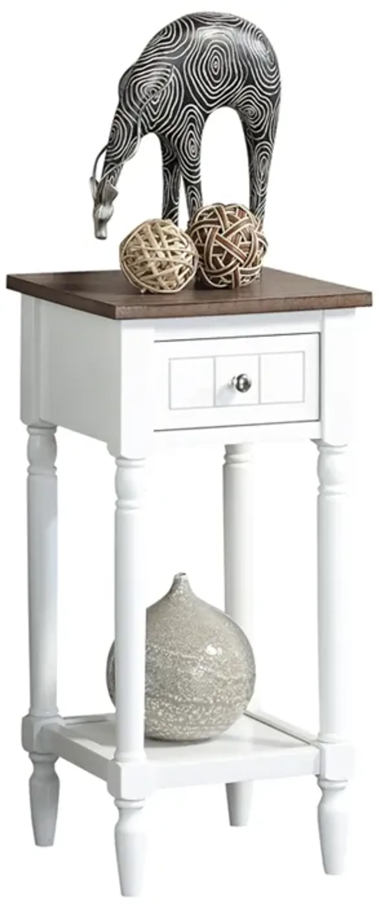 Convenience Concepts French Country Khloe 1 Drawer Accent Table with Shelf, Driftwood/White