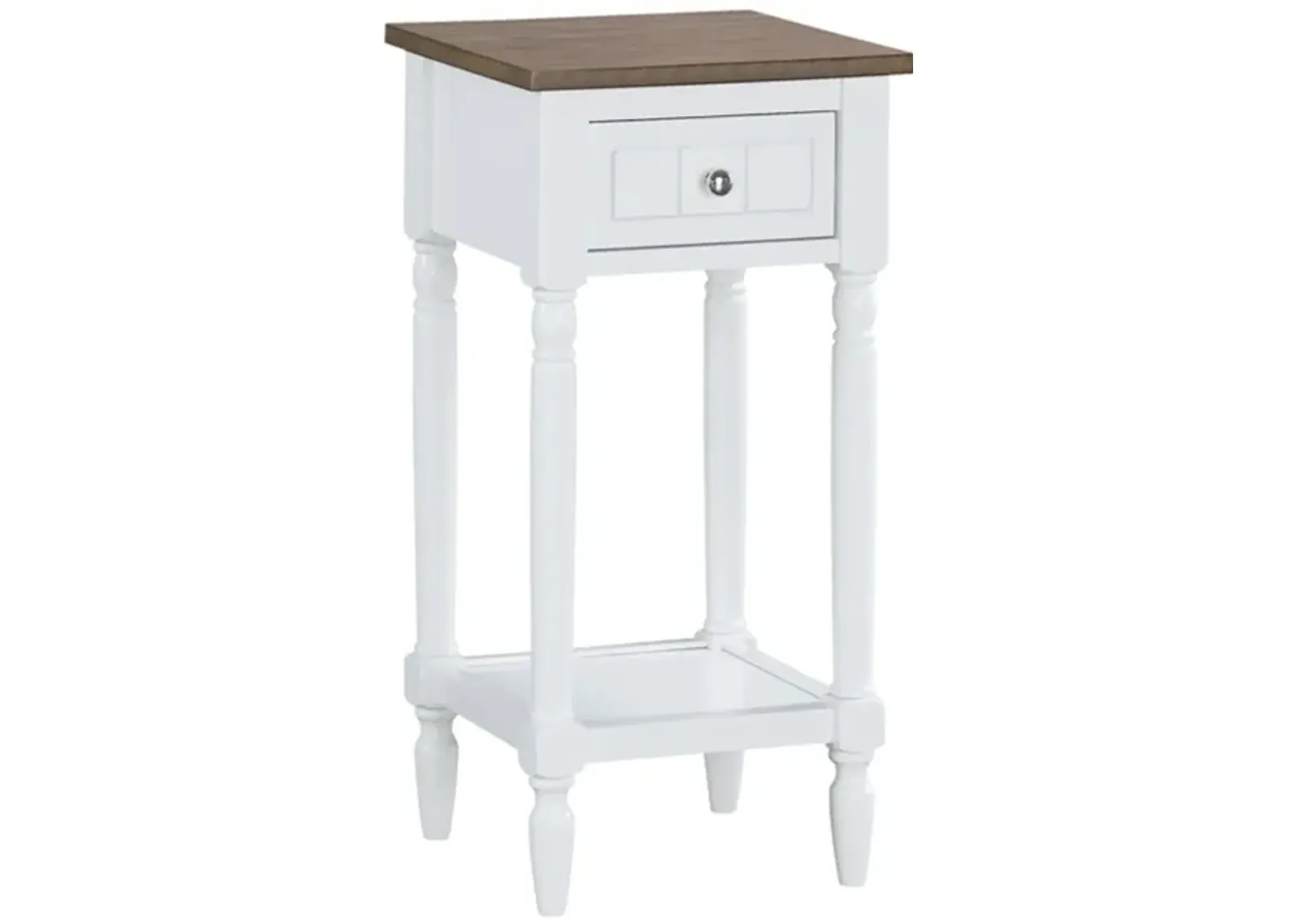 Convenience Concepts French Country Khloe 1 Drawer Accent Table with Shelf, Driftwood/White