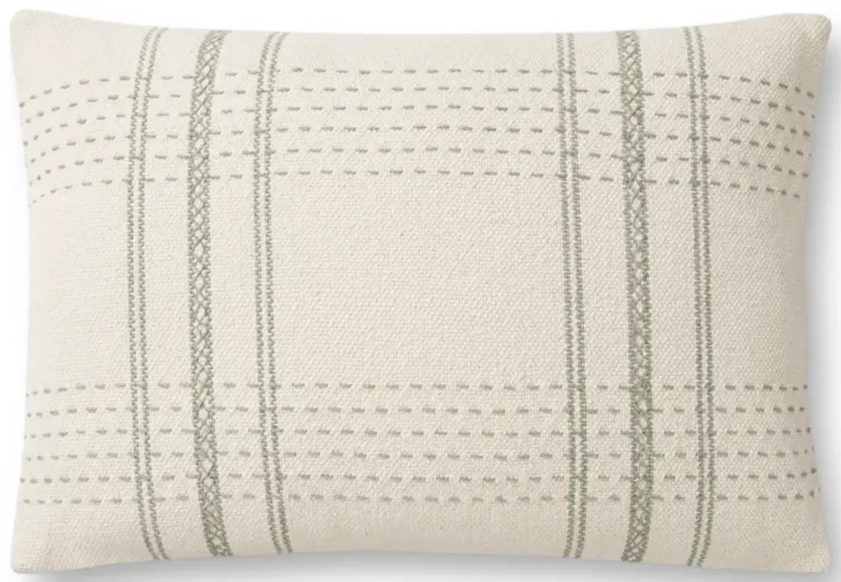PMH0015 Ivory/Sage 16"x26" Down Pillow by Magnolia Home by Joanna Gaines x Loloi