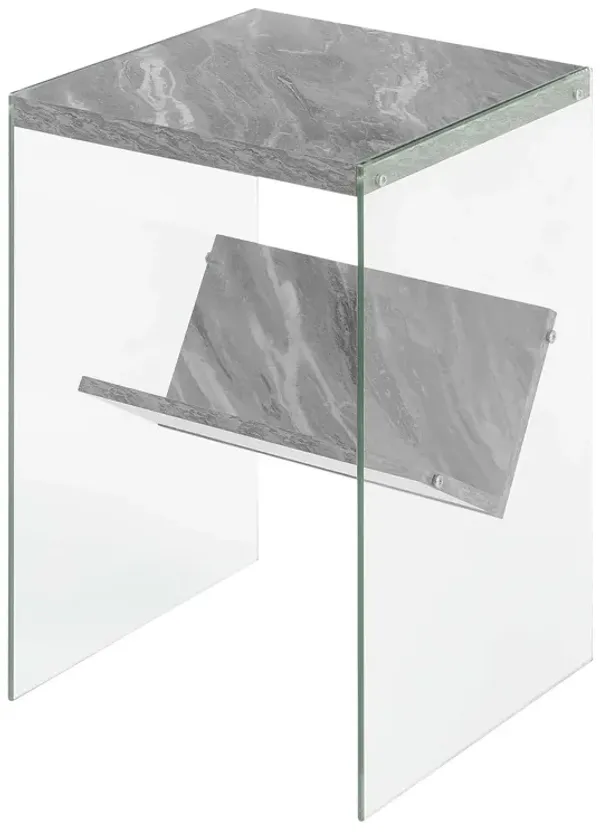 Convenience Concepts SoHo End Table with Shelf, Gray Faux Marble/Glass