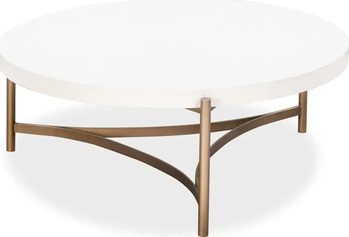 Lyon Round White Concrete and Metal Coffee Table