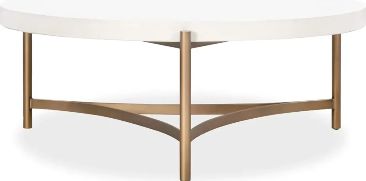 Lyon Round White Concrete and Metal Coffee Table