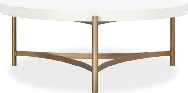 Lyon Round White Concrete and Metal Coffee Table