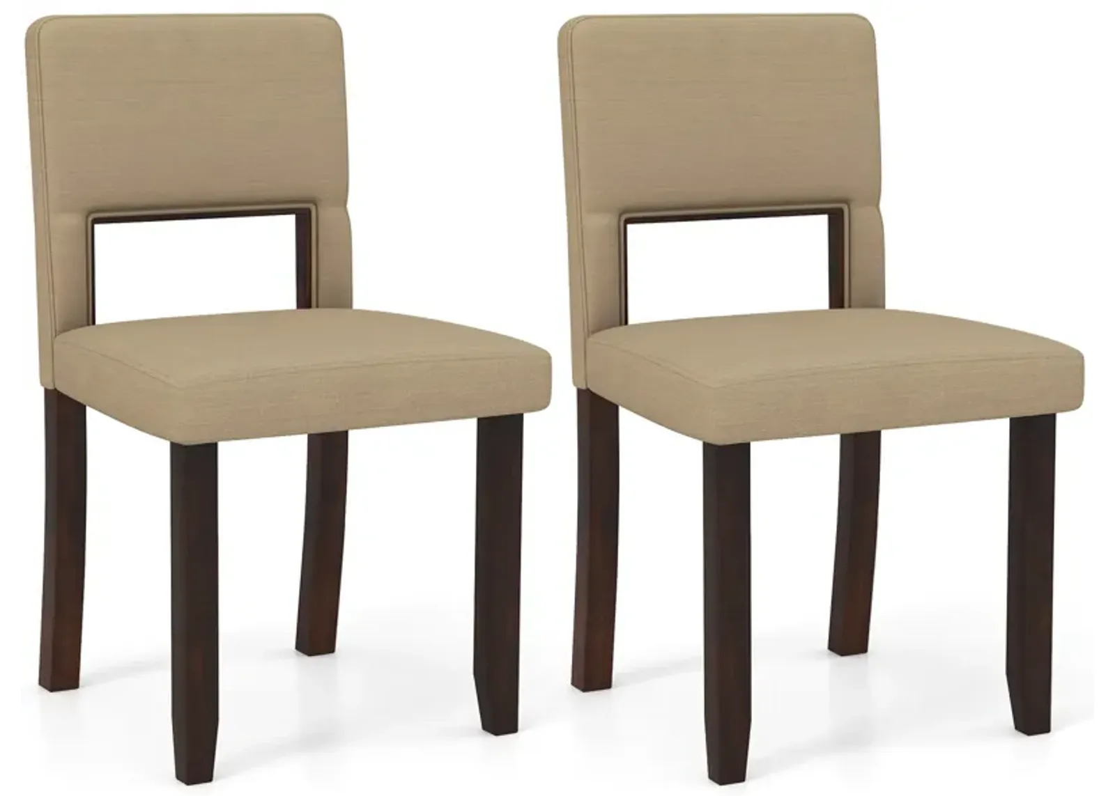 Set of 2 Wooden Dining Chair with Acacia Wood Frame Padded Seat and Back