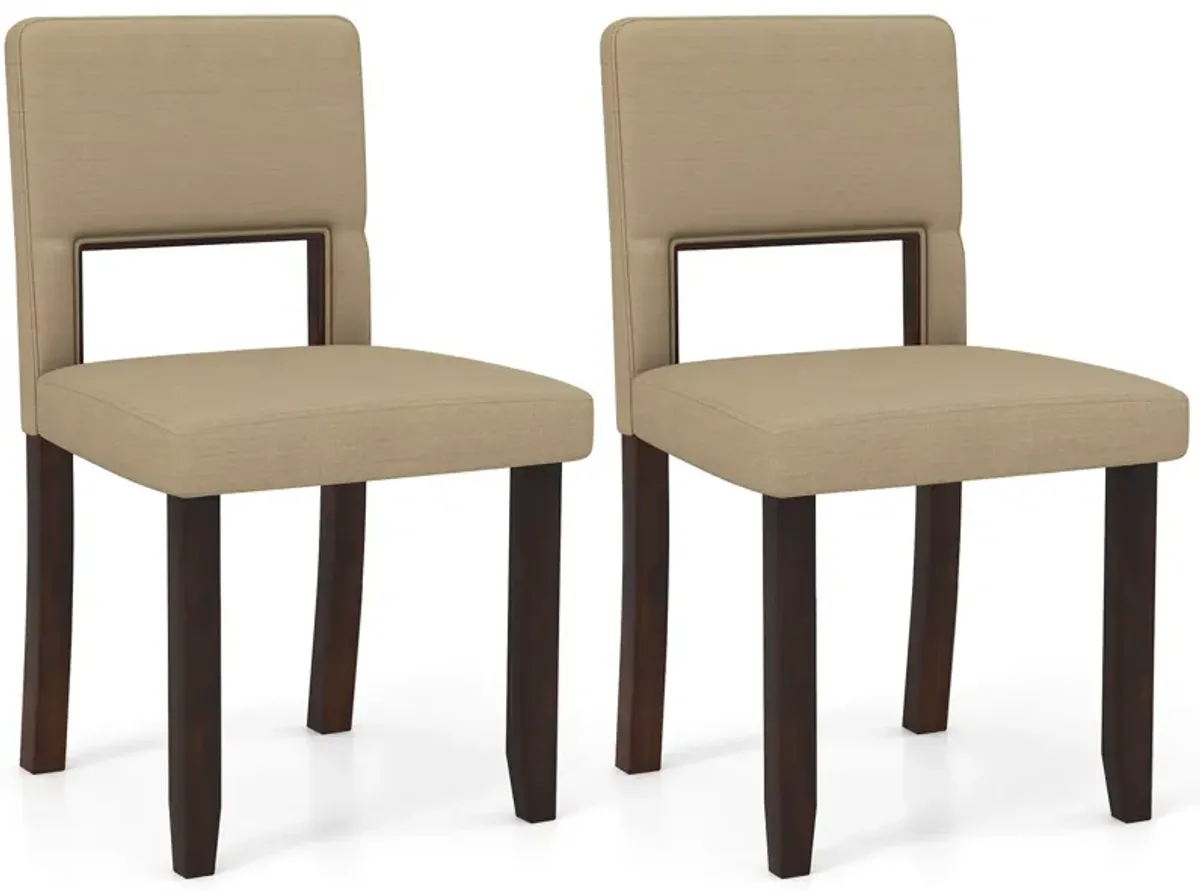 Set of 2 Wooden Dining Chair with Acacia Wood Frame Padded Seat and Back