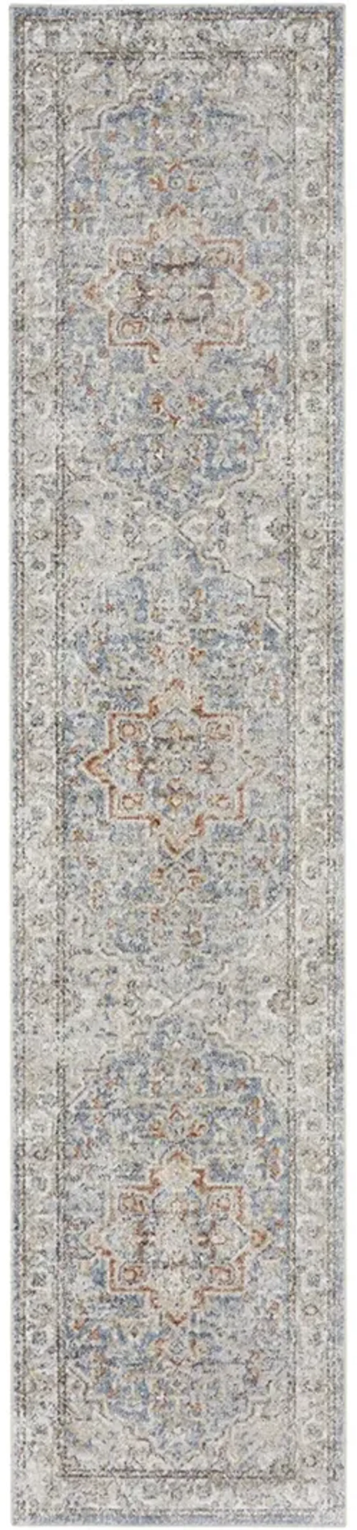 Astra Machine Washable ASW12 Denim/Multicolor 2'2" x 8' Rug