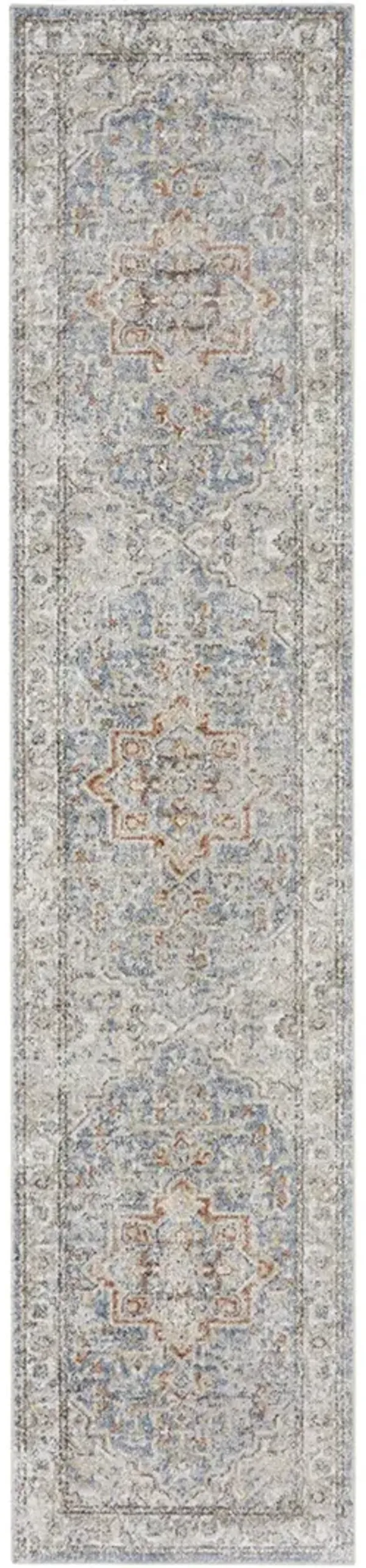 Astra Machine Washable ASW12 Denim/Multicolor 2'2" x 8' Rug
