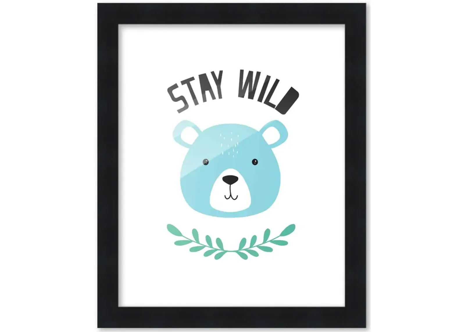 8x10 Framed Nursery Wall Art Stay Wild Poster In Black Wood Frame For Kid Bedroom or Playroom