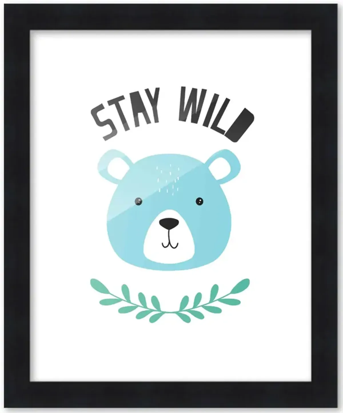 8x10 Framed Nursery Wall Art Stay Wild Poster In Black Wood Frame For Kid Bedroom or Playroom