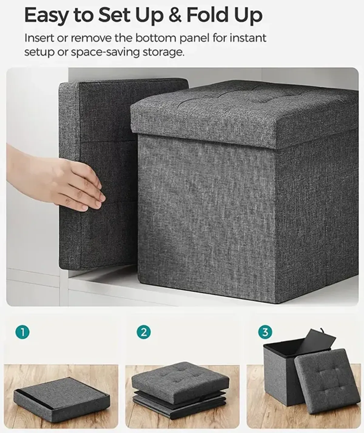 Folding Storage Ottoman Cube for Versatile Space-Saving Solutions