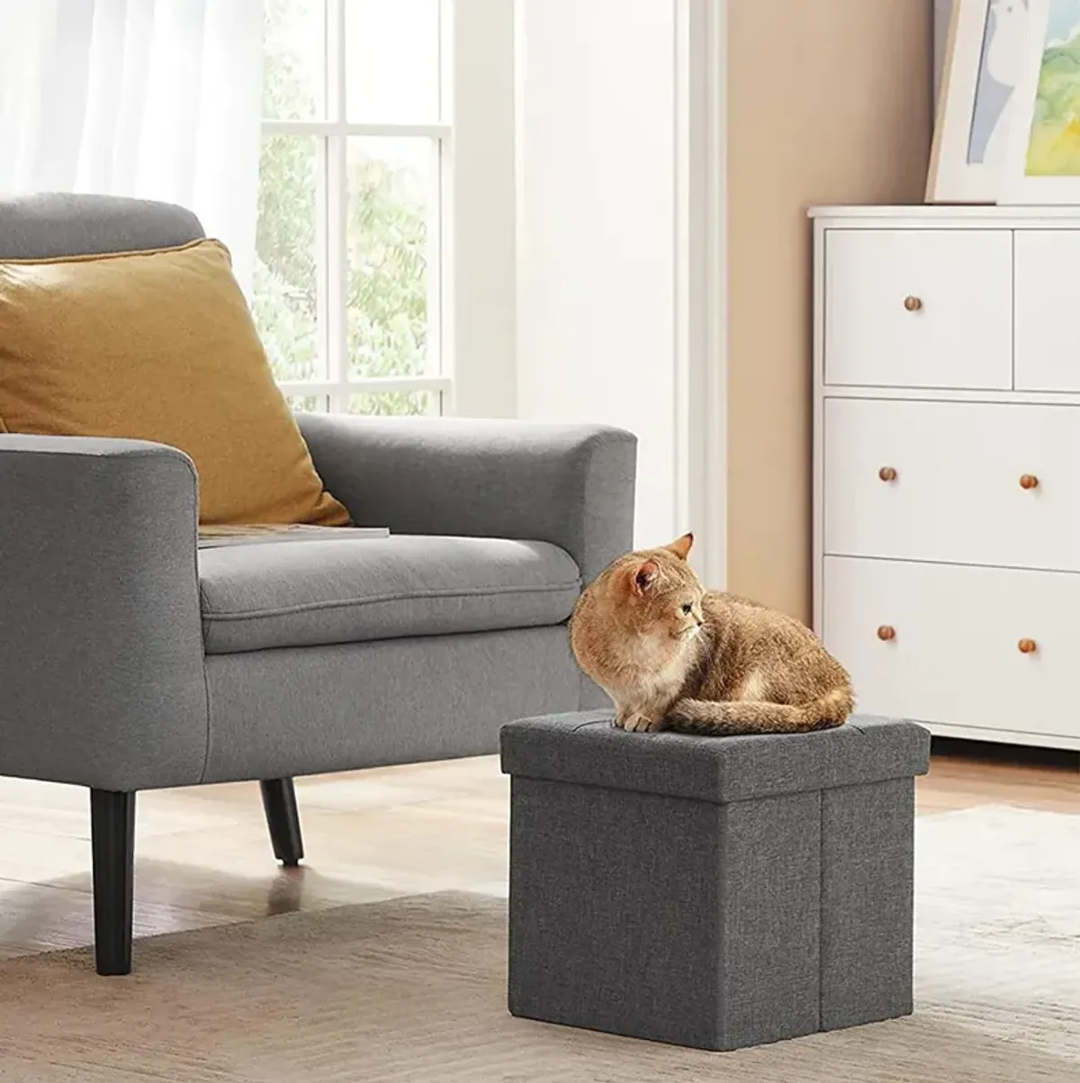 Folding Storage Ottoman Cube for Versatile Space-Saving Solutions