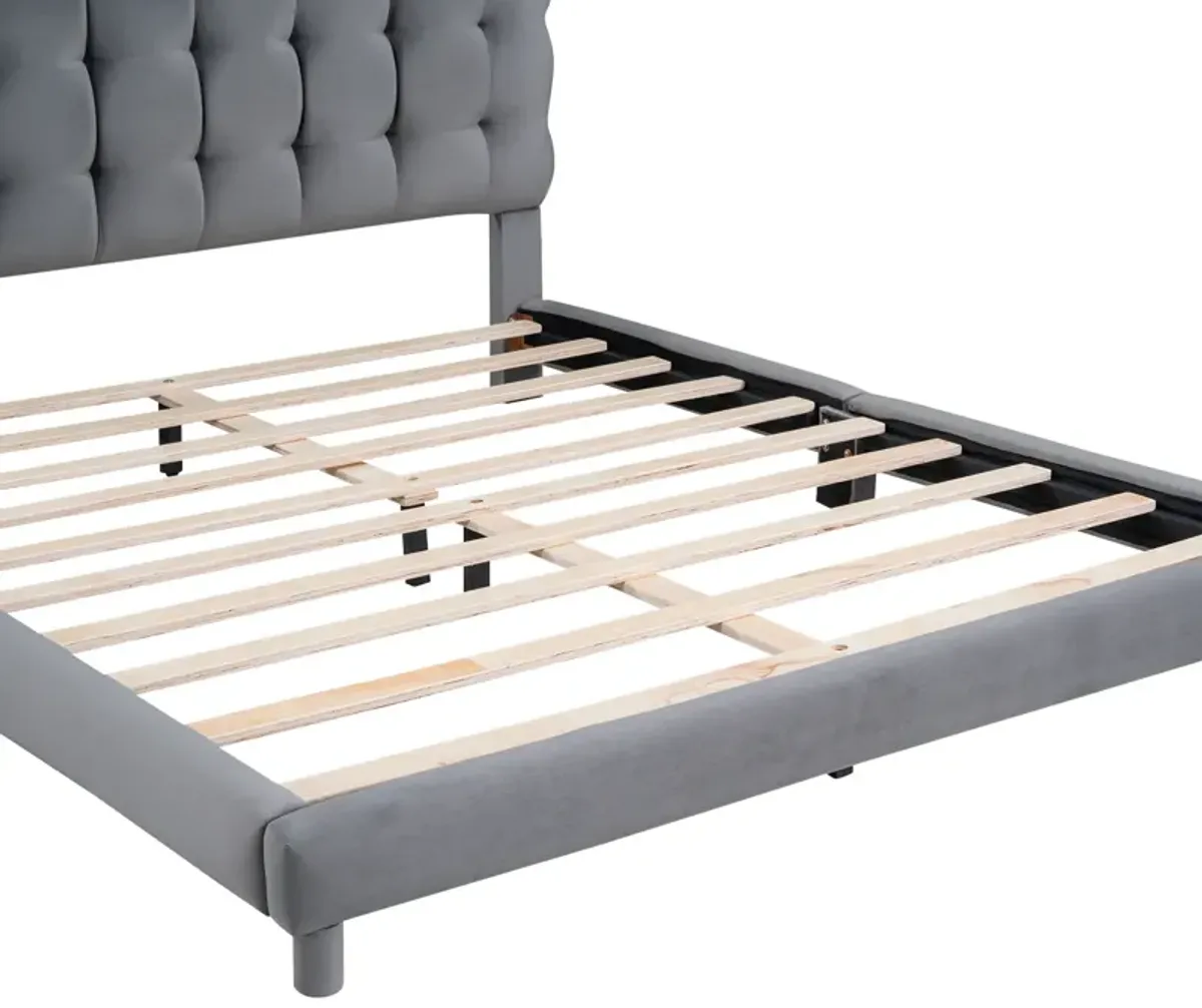 Merax Modern Upholstered Platform Bed with Headboard