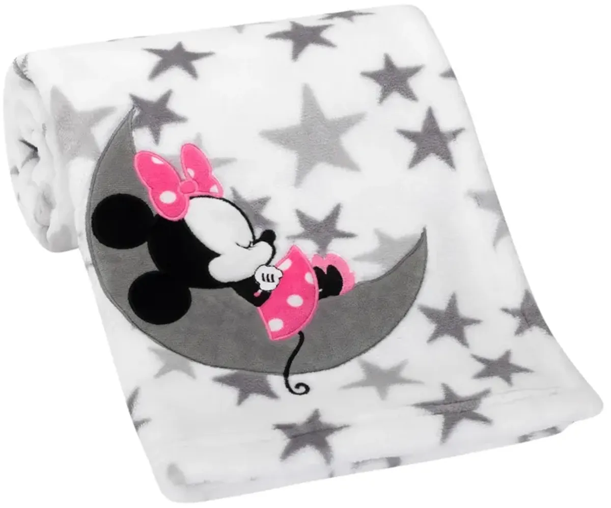 Disney Baby Minnie Mouse Gray/White Fleece Baby Blanket by Lambs & Ivy